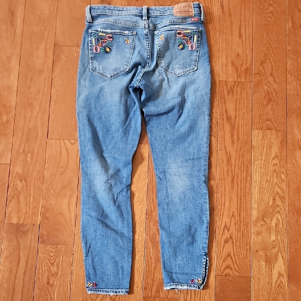 Embroidered Blue Women's Jeans - Picture 4 of 5
